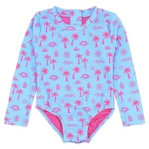 Feather 4 Arrow Girls Baby Wave Chaser Long-Sleeve Surf Suit, Crystal Blue